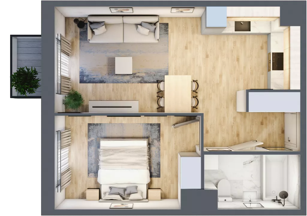 2 pokoje, mieszkanie 41,35 m², piętro 3, oferta nr 30A/47, Osiedle Dolina Prądnika, Kraków, Prądnik Biały, ul. Glogera 30 i 30 A
