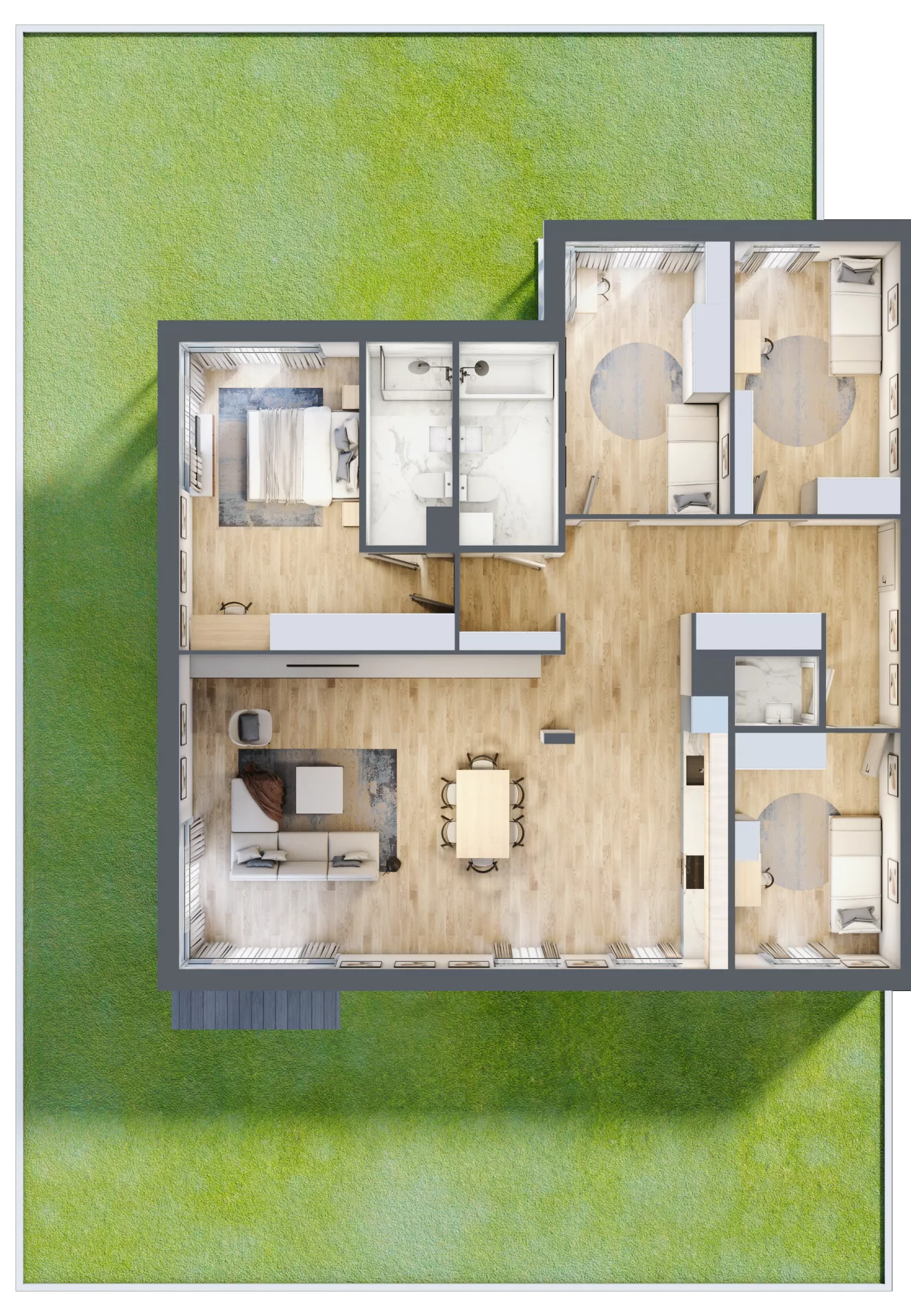 5 pokoi, apartament 124,36 m², parter, oferta nr B1/3, Onelife Powsin, Warszawa, Wilanów, Powsin, ul. Łukasza Drewny