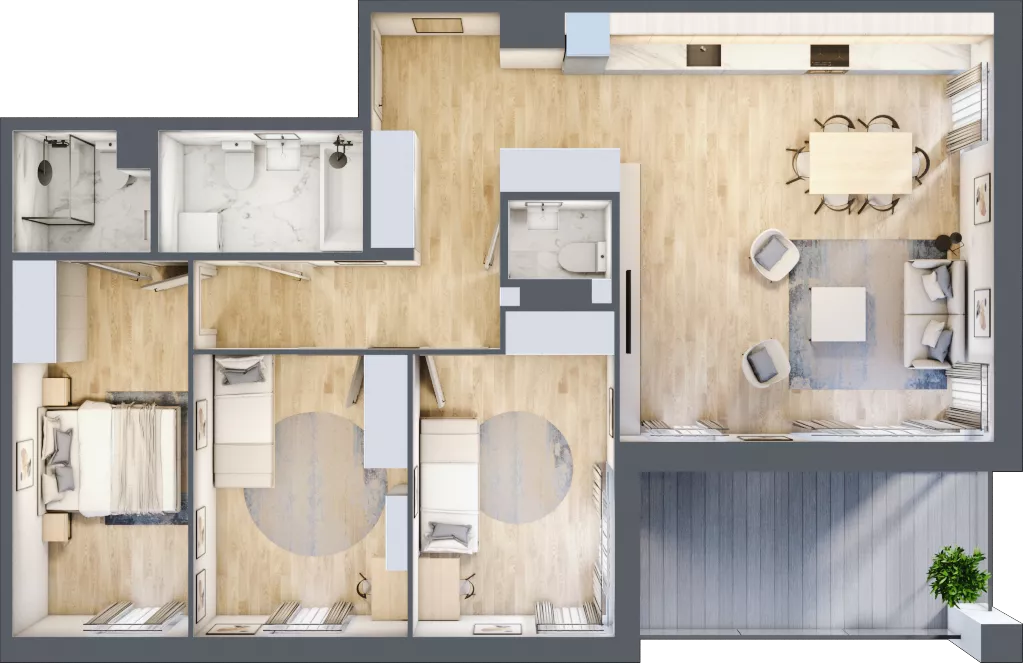 4 pokoje, apartament 89,08 m², piętro 1, oferta nr B1/7, Onelife Powsin, Warszawa, Wilanów, Powsin, ul. Łukasza Drewny