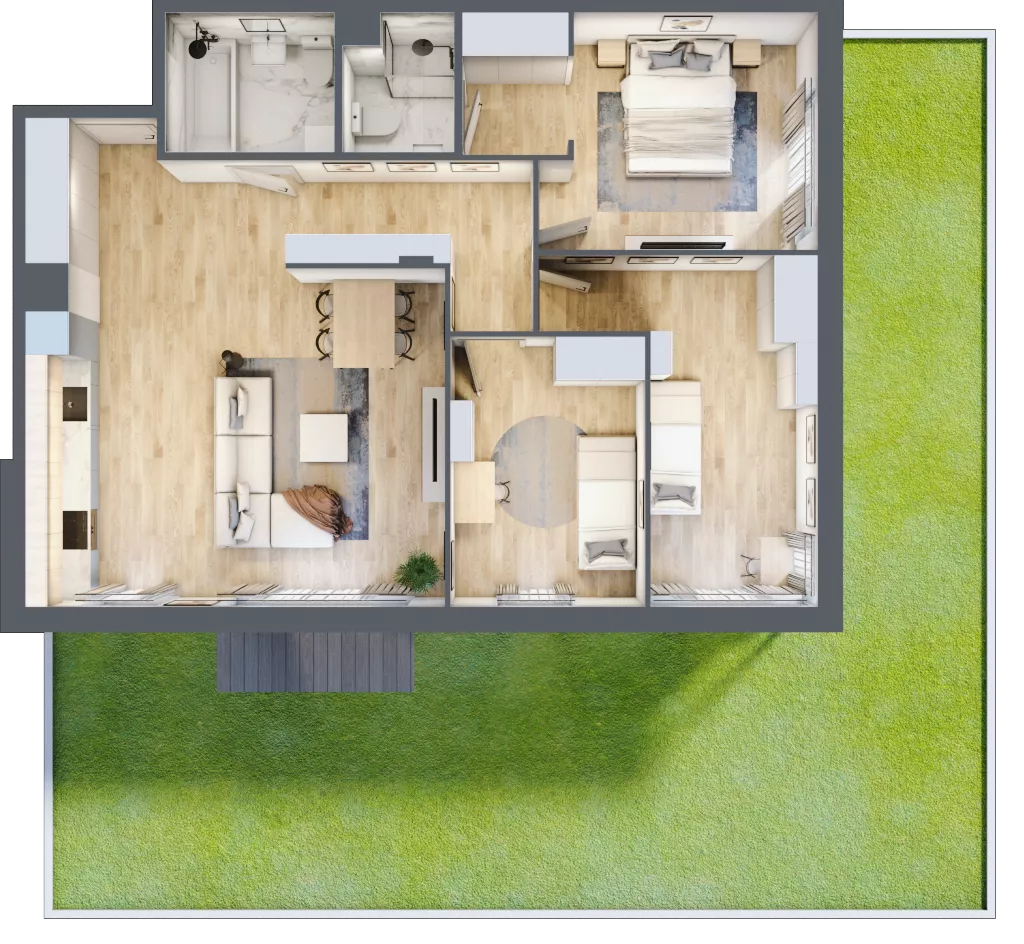 4 pokoje, apartament 84,05 m², parter, oferta nr B2/17, Onelife Powsin, Warszawa, Wilanów, Powsin, ul. Łukasza Drewny