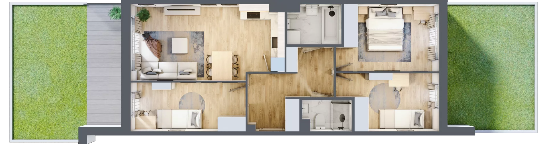 4 pokoje, mieszkanie 69,12 m², parter, oferta nr B2/18, Onelife Powsin, Warszawa, Wilanów, Powsin, ul. Łukasza Drewny