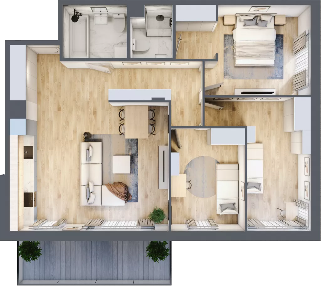 4 pokoje, apartament 84,05 m², piętro 1, oferta nr B2/20, Onelife Powsin, Warszawa, Wilanów, Powsin, ul. Łukasza Drewny