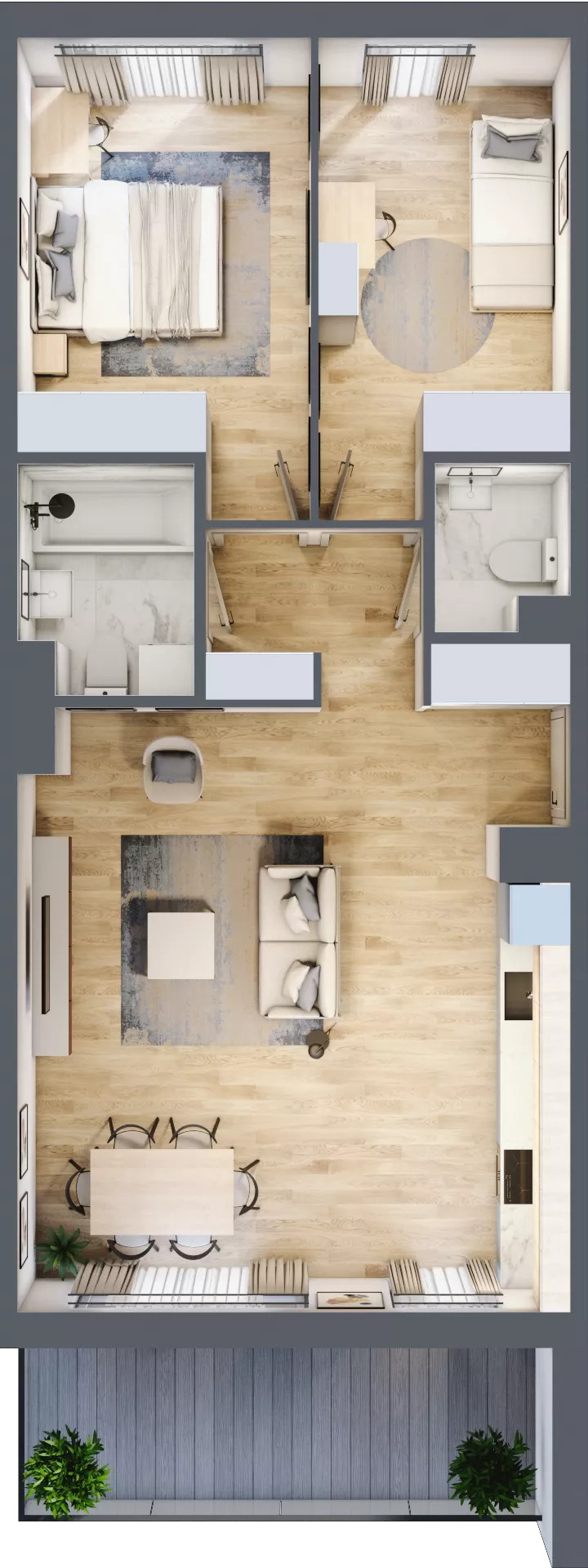 3 pokoje, mieszkanie 66,30 m², piętro 1, oferta nr B2/21, Onelife Powsin, Warszawa, Wilanów, Powsin, ul. Łukasza Drewny