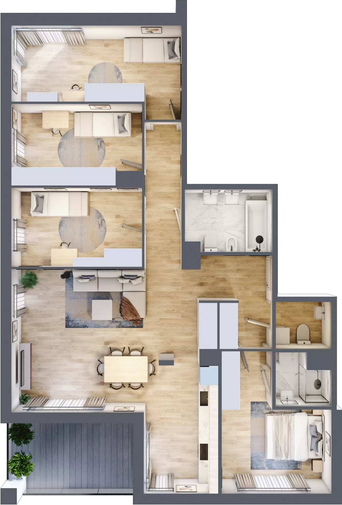 5 pokoi, mieszkanie 110,46 m², piętro 2, oferta nr B3/48, Onelife Powsin, Warszawa, Wilanów, Powsin, ul. Łukasza Drewny