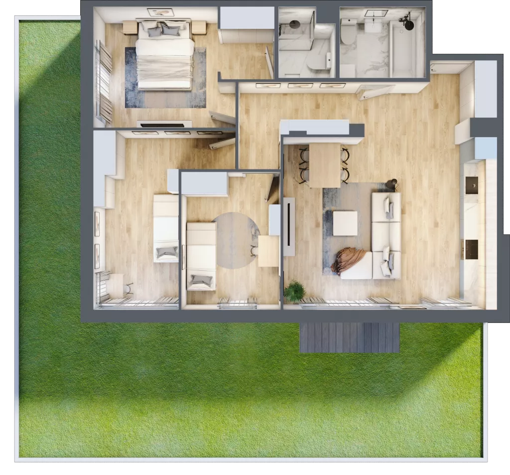 4 pokoje, apartament 83,92 m², parter, oferta nr B6/85, Onelife Powsin, Warszawa, Wilanów, Powsin, ul. Łukasza Drewny