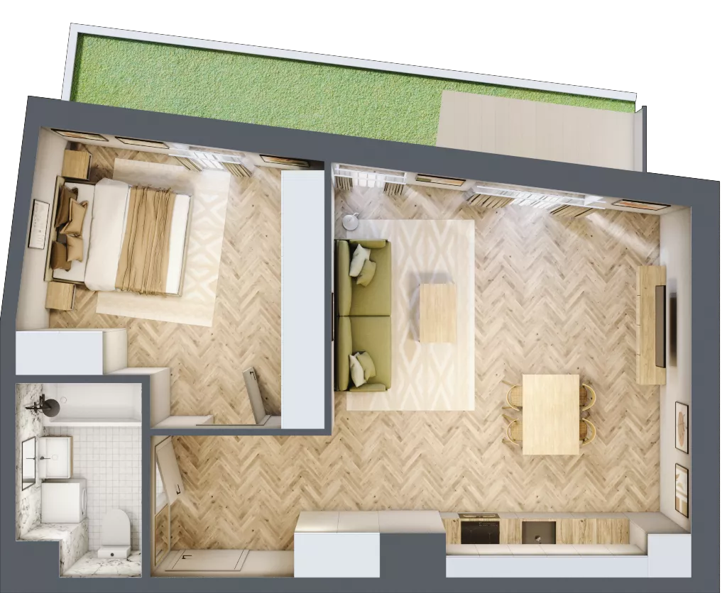 2 pokoje, apartament 50,90 m², parter, oferta nr 24/94, Ogrody Nałkowskiej, Poznań, Ogrody, ul. Nałkowskiej 24, 26