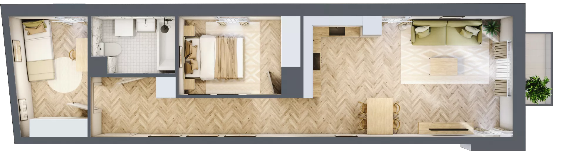 3 pokoje, mieszkanie 56,72 m², piętro 2, oferta nr 24/109, Ogrody Nałkowskiej, Poznań, Ogrody, ul. Nałkowskiej 24, 26