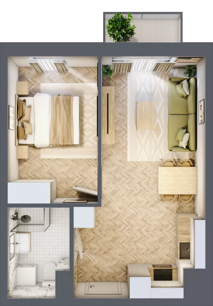 2 pokoje, mieszkanie 36,70 m², piętro 1, oferta nr 24/6, Ogrody Nałkowskiej, Poznań, Ogrody, ul. Nałkowskiej 24, 26