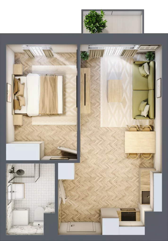 2 pokoje, mieszkanie 36,70 m², piętro 4, oferta nr 24/18, Ogrody Nałkowskiej, Poznań, Ogrody, ul. Nałkowskiej 24, 26