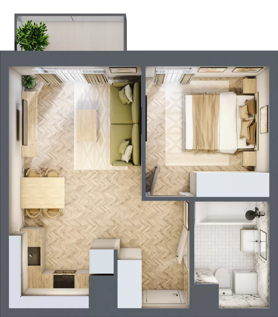 2 pokoje, mieszkanie 36,83 m², piętro 3, oferta nr 24/111, Ogrody Nałkowskiej, Poznań, Ogrody, ul. Nałkowskiej 24, 26