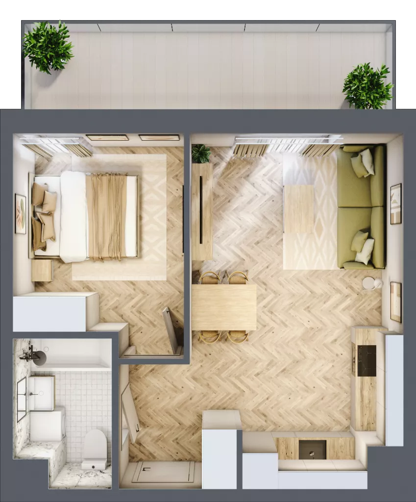 2 pokoje, apartament 37,65 m², piętro 1, oferta nr 24/36, Ogrody Nałkowskiej, Poznań, Ogrody, ul. Nałkowskiej 24, 26