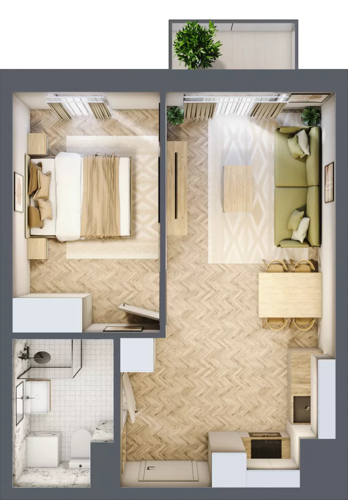 2 pokoje, mieszkanie 36,70 m², piętro 5, oferta nr 24/21, Ogrody Nałkowskiej, Poznań, Ogrody, ul. Nałkowskiej 24, 26