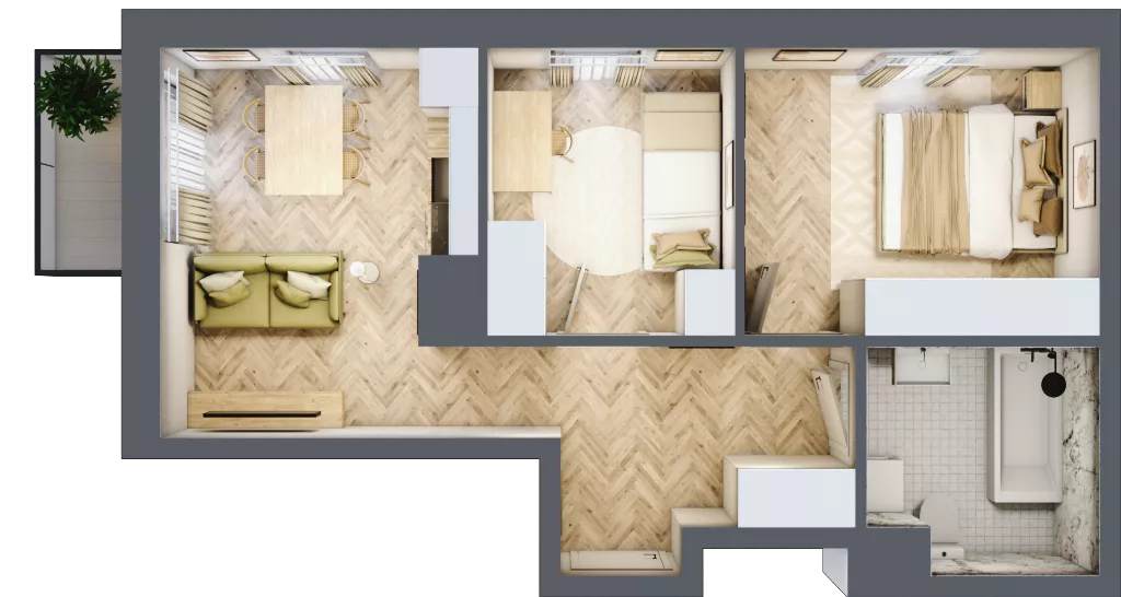 3 pokoje, apartament 43,26 m², piętro 6, oferta nr 24/84, Ogrody Nałkowskiej, Poznań, Ogrody, ul. Nałkowskiej 24, 26