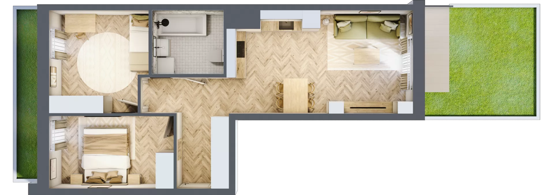 3 pokoje, mieszkanie 54,57 m², parter, oferta nr 26/63, Ogrody Nałkowskiej, Poznań, Ogrody, ul. Nałkowskiej 24, 26