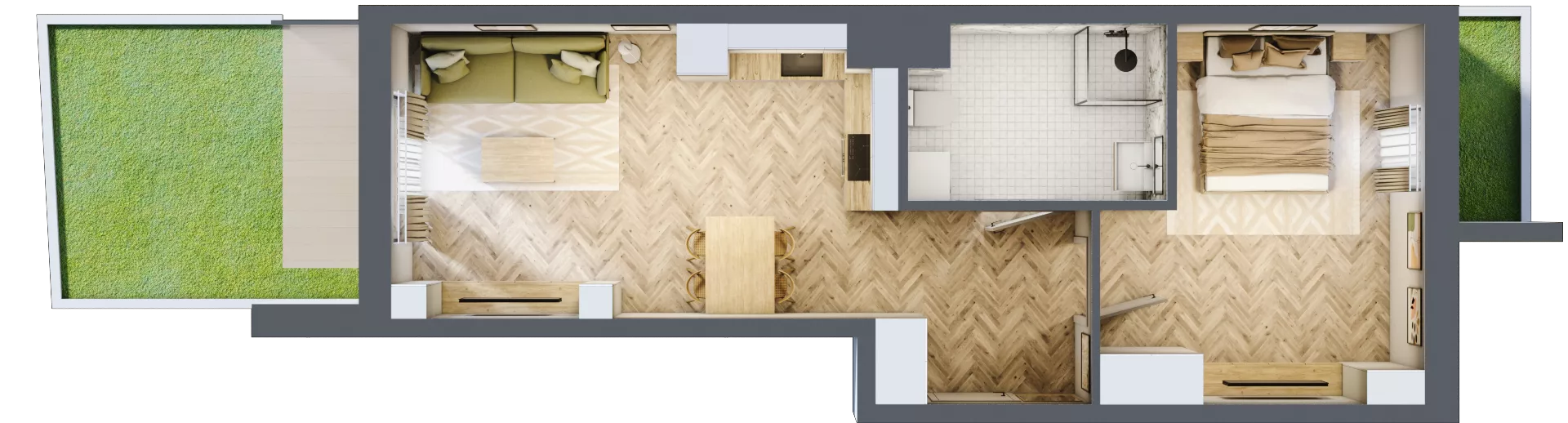 2 pokoje, apartament 46,84 m², parter, oferta nr 26/82, Ogrody Nałkowskiej, Poznań, Ogrody, ul. Nałkowskiej 24, 26
