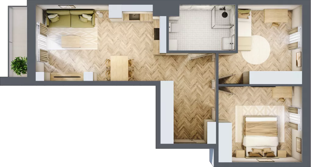 3 pokoje, mieszkanie 61,53 m², piętro 1, oferta nr 26/87, Ogrody Nałkowskiej, Poznań, Ogrody, ul. Nałkowskiej 24, 26