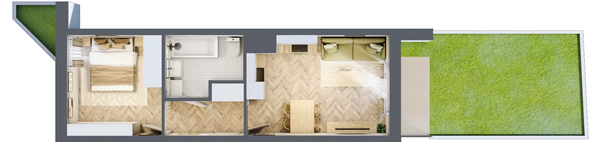 2 pokoje, mieszkanie 36,37 m², parter, oferta nr 26/6, Ogrody Nałkowskiej, Poznań, Ogrody, ul. Nałkowskiej 24, 26