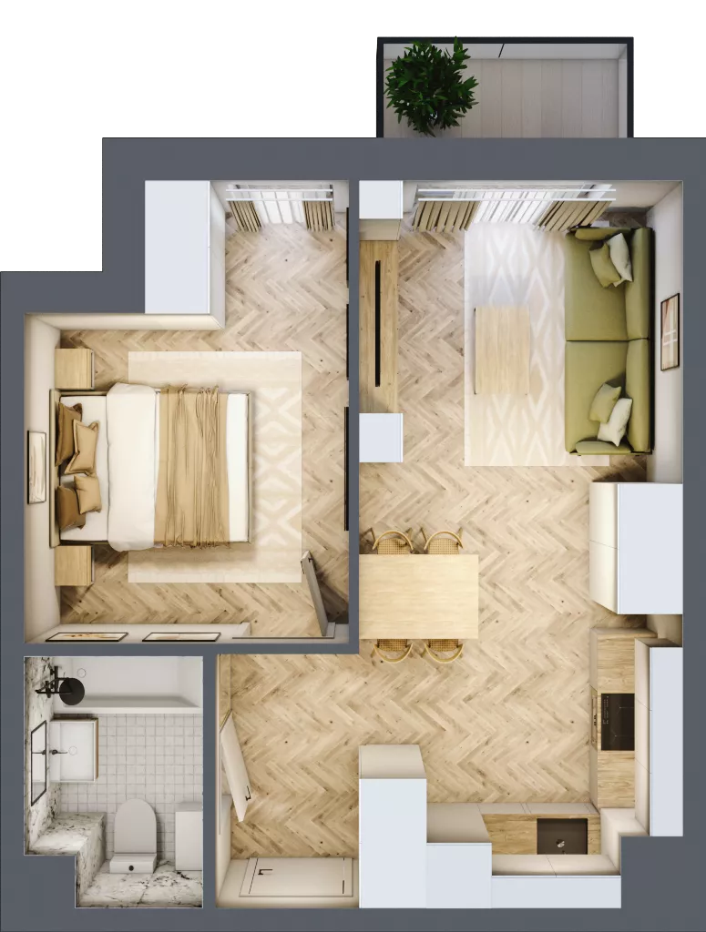 2 pokoje, mieszkanie 37,61 m², piętro 1, oferta nr 26/88, Ogrody Nałkowskiej, Poznań, Ogrody, ul. Nałkowskiej 24, 26