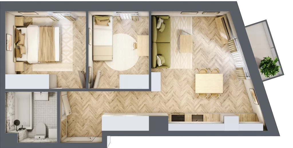 3 pokoje, mieszkanie 48,73 m², piętro 4, oferta nr 26/105, Ogrody Nałkowskiej, Poznań, Ogrody, ul. Nałkowskiej 24, 26