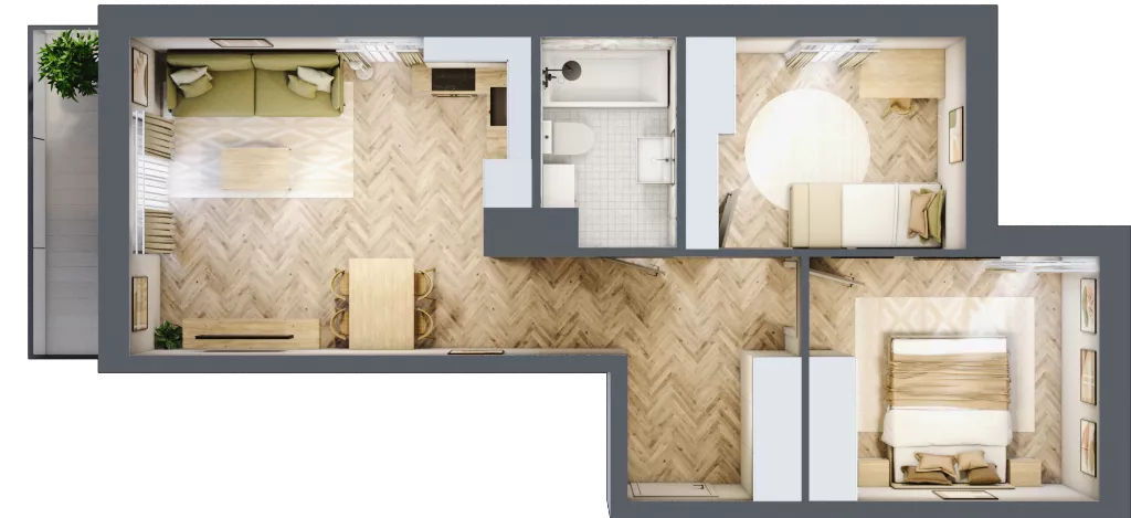 3 pokoje, mieszkanie 51,86 m², piętro 3, oferta nr 26/127, Ogrody Nałkowskiej, Poznań, Ogrody, ul. Nałkowskiej 24, 26