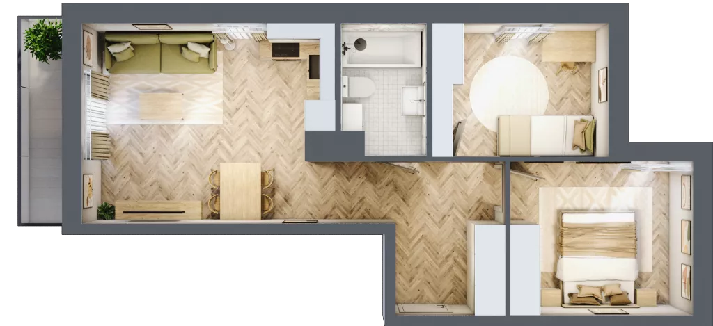 3 pokoje, mieszkanie 51,86 m², piętro 4, oferta nr 26/130, Ogrody Nałkowskiej, Poznań, Ogrody, ul. Nałkowskiej 24, 26