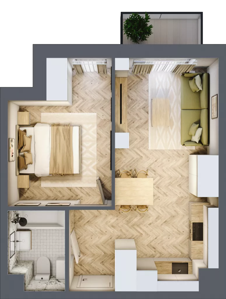 2 pokoje, mieszkanie 37,61 m², piętro 6, oferta nr 26/113, Ogrody Nałkowskiej, Poznań, Ogrody, ul. Nałkowskiej 24, 26