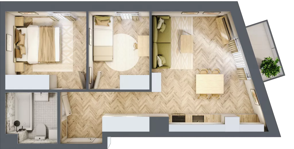 3 pokoje, mieszkanie 48,73 m², piętro 6, oferta nr 26/115, Ogrody Nałkowskiej, Poznań, Ogrody, ul. Nałkowskiej 24, 26