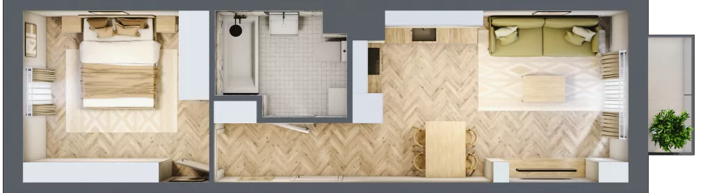2 pokoje, mieszkanie 39,86 m², piętro 6, oferta nr 26/116, Ogrody Nałkowskiej, Poznań, Ogrody, ul. Nałkowskiej 24, 26