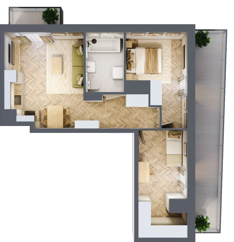 3 pokoje, mieszkanie 53,22 m², piętro 6, oferta nr 26/39, Ogrody Nałkowskiej, Poznań, Ogrody, ul. Nałkowskiej 24, 26