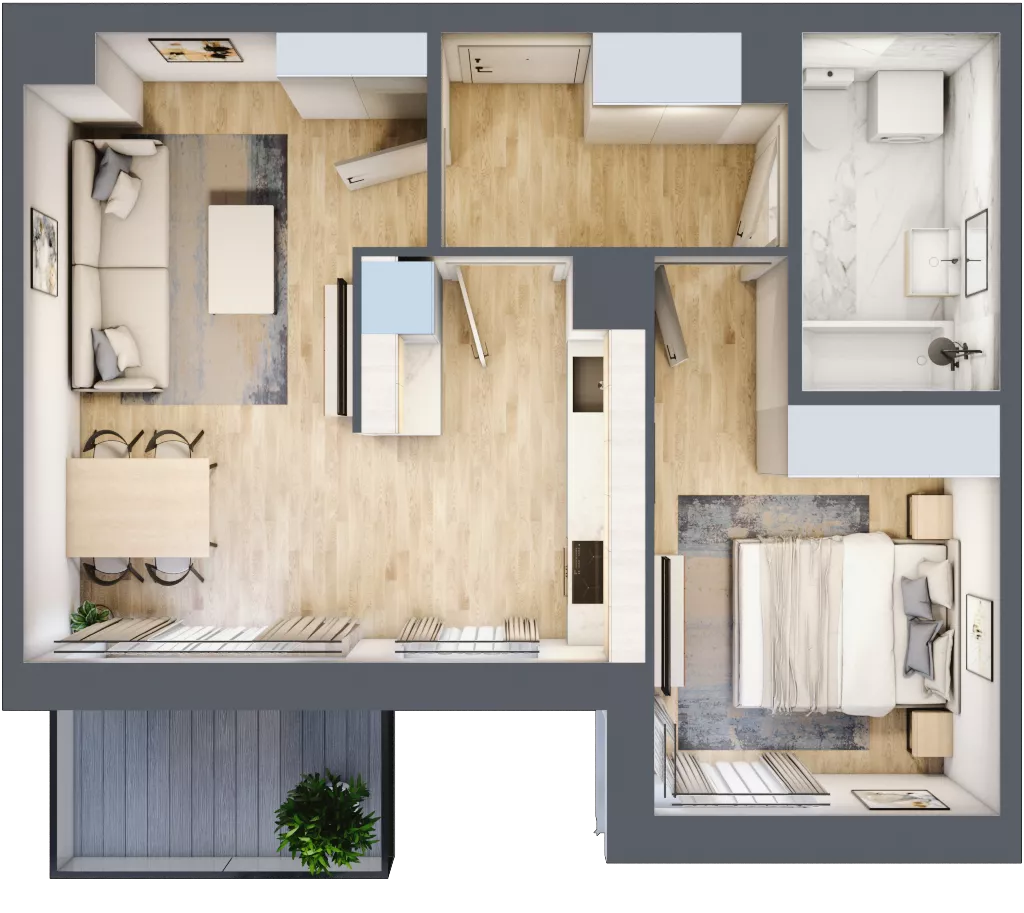 2 pokoje, mieszkanie 43,60 m², piętro 6, oferta nr A/61, Zaspa Wygodnie, Gdańsk, Zaspa, Zaspa-Młyniec, Al. Jana Pawła II