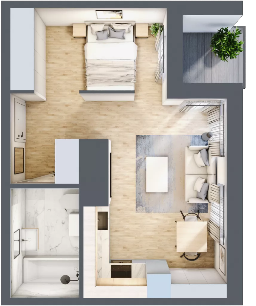 1 pokój, mieszkanie 34,23 m², piętro 4, oferta nr B/173, Zaspa Wygodnie, Gdańsk, Zaspa, Zaspa-Młyniec, Al. Jana Pawła II