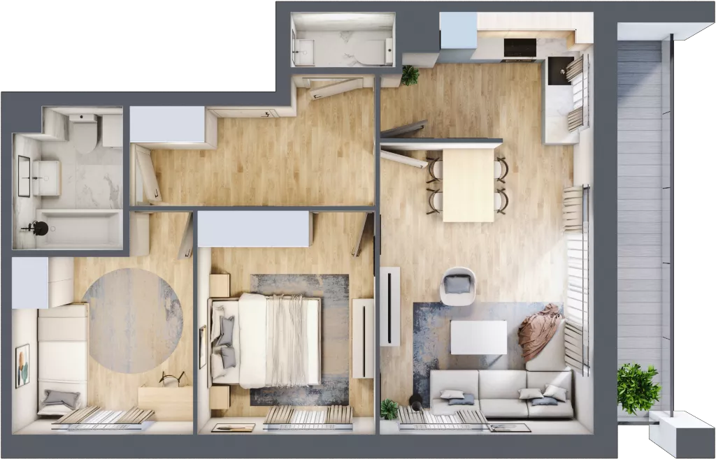 3 pokoje, mieszkanie 57,19 m², piętro 1, oferta nr B/136, Zaspa Wygodnie, Gdańsk, Zaspa, Zaspa-Młyniec, Al. Jana Pawła II