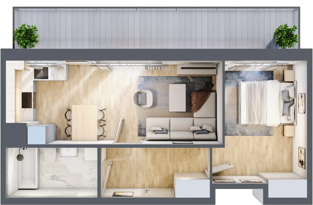 2 pokoje, mieszkanie 42,54 m², piętro 6, oferta nr B/197, Zaspa Wygodnie, Gdańsk, Zaspa, Zaspa-Młyniec, Al. Jana Pawła II