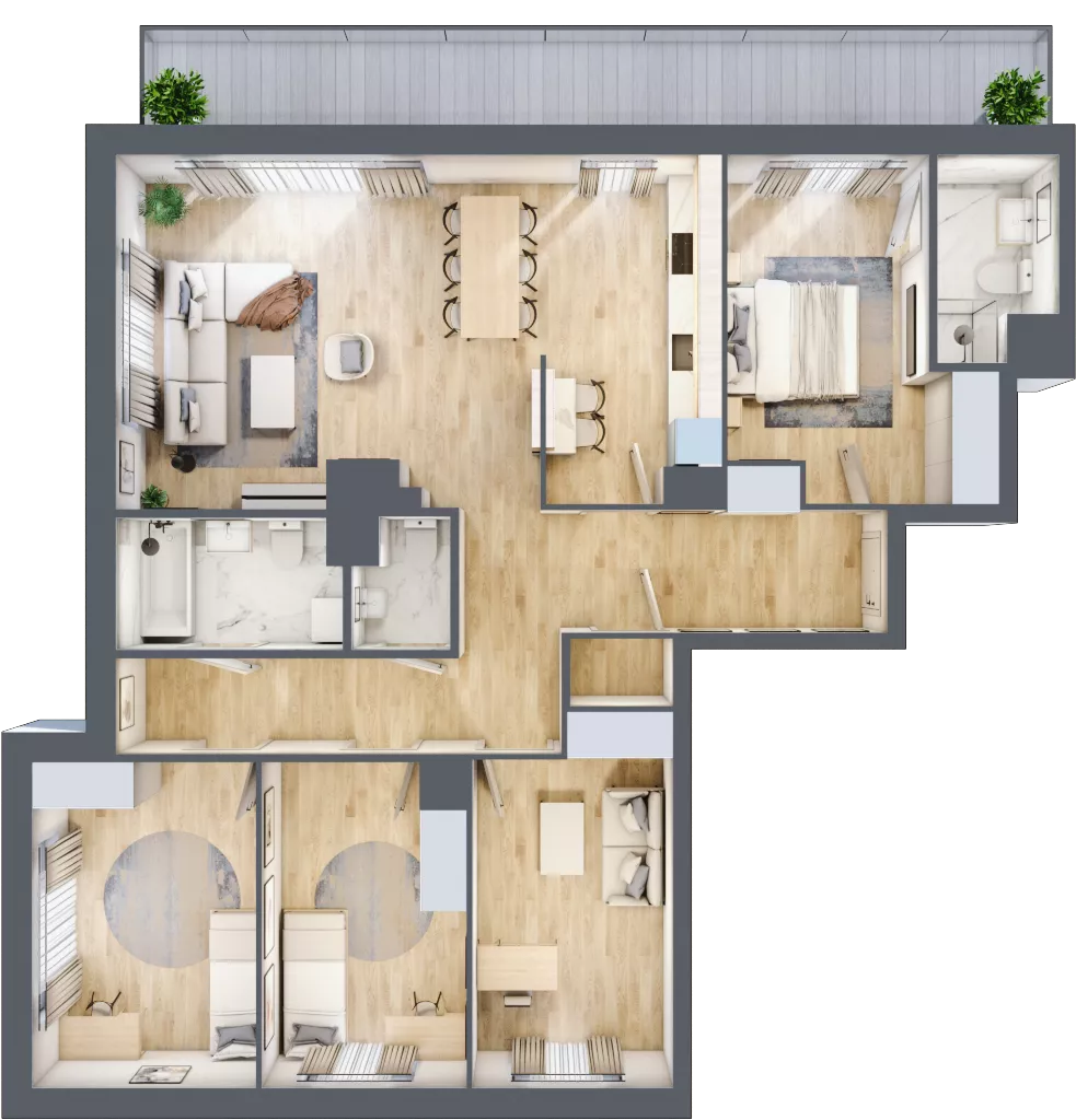 5 pokoi, mieszkanie 111,80 m², piętro 6, oferta nr B/195, Zaspa Wygodnie, Gdańsk, Zaspa, Zaspa-Młyniec, Al. Jana Pawła II
