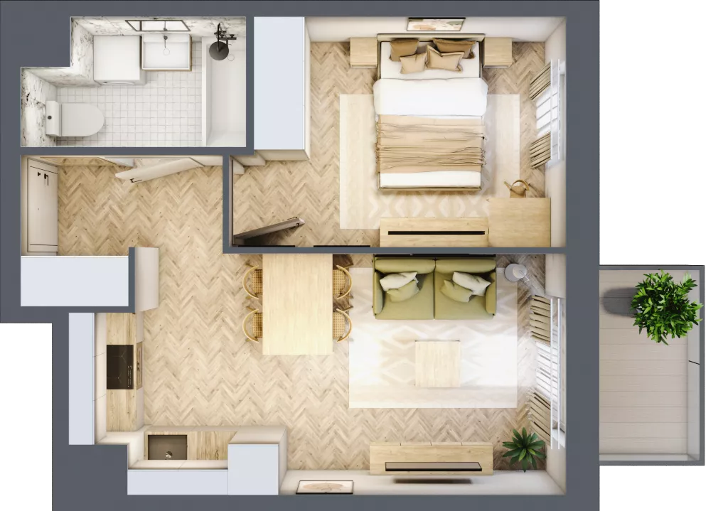 2 pokoje, mieszkanie 34,32 m², piętro 4, oferta nr A/57, Osiedle Kołłątajówka, Kraków, Prądnik Biały, Górka Narodowa, ul. Kuźnicy Kołłątajowskiej