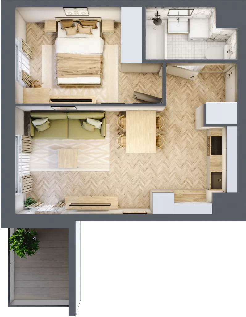 2 pokoje, mieszkanie 38,11 m², piętro 5, oferta nr A/65, Osiedle Kołłątajówka, Kraków, Prądnik Biały, Górka Narodowa, ul. Kuźnicy Kołłątajowskiej