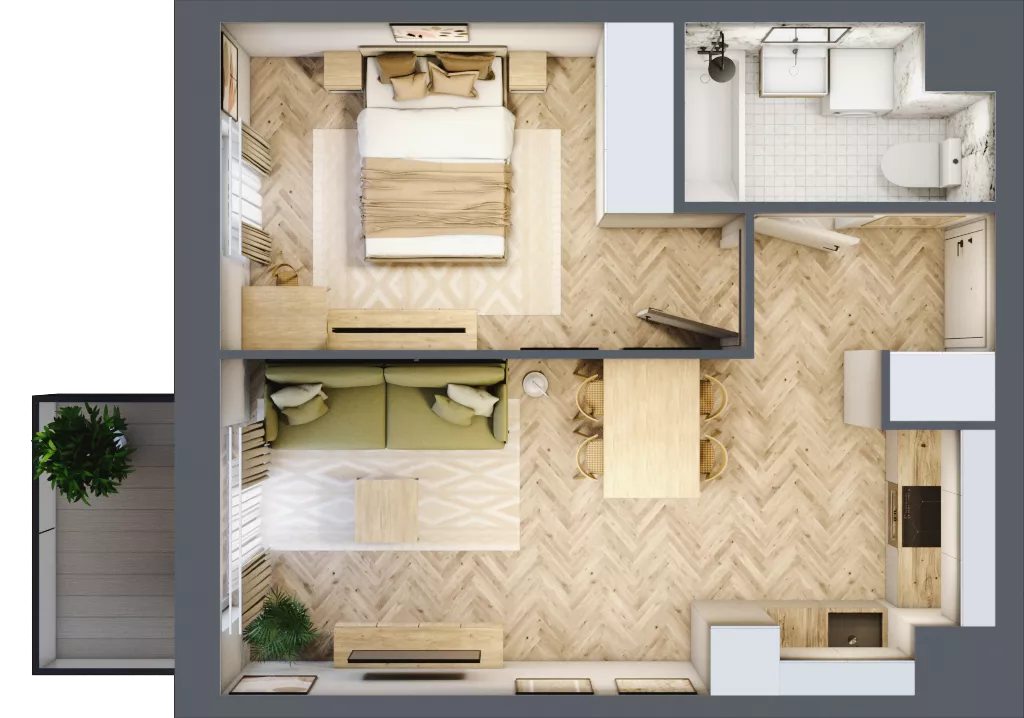 2 pokoje, mieszkanie 37,55 m², piętro 4, oferta nr B/103, Osiedle Kołłątajówka, Kraków, Prądnik Biały, Górka Narodowa, ul. Kuźnicy Kołłątajowskiej