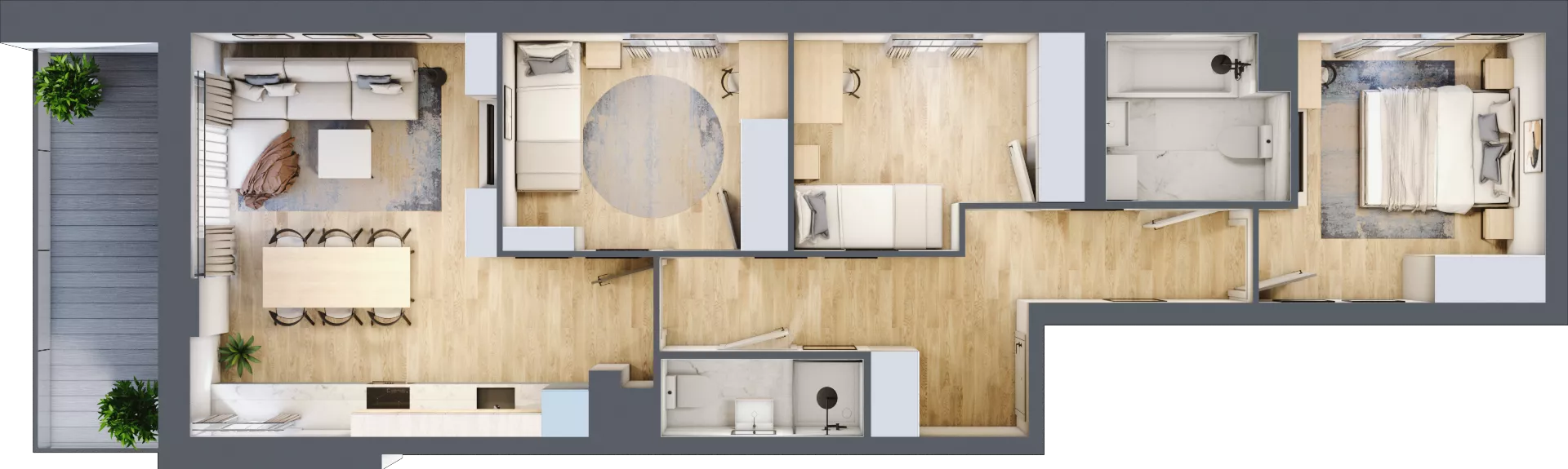4 pokoje, mieszkanie 73,86 m², piętro 2, oferta nr 1/12, Osiedle Motiff, Warszawa, Ursus, Skorosze, ul. Tomcia Palucha 33