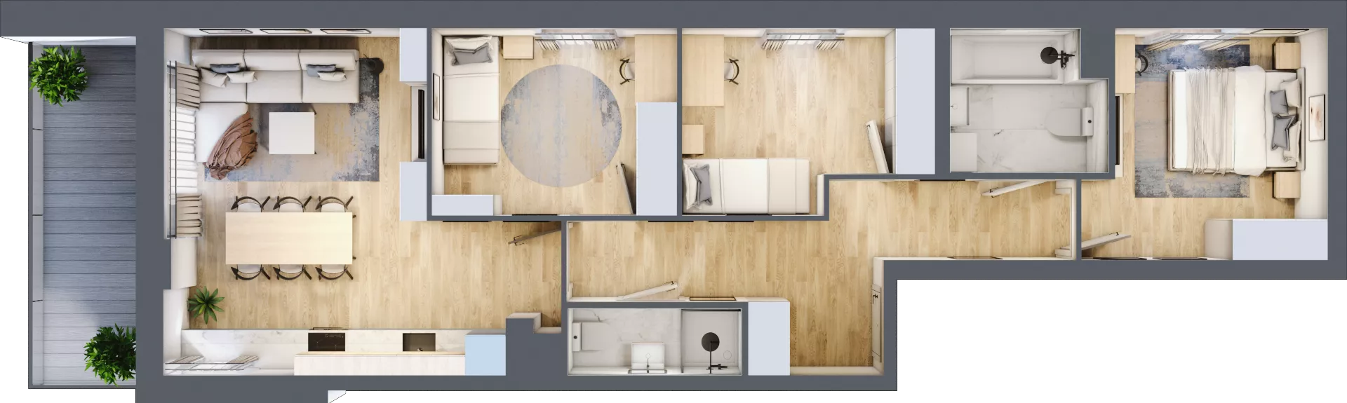 4 pokoje, mieszkanie 74,00 m², piętro 4, oferta nr 1/20, Osiedle Motiff, Warszawa, Ursus, Skorosze, ul. Tomcia Palucha 33