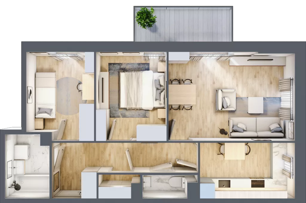 3 pokoje, mieszkanie 62,80 m², piętro 2, oferta nr 1/11, Osiedle Motiff, Warszawa, Ursus, Skorosze, ul. Tomcia Palucha 33