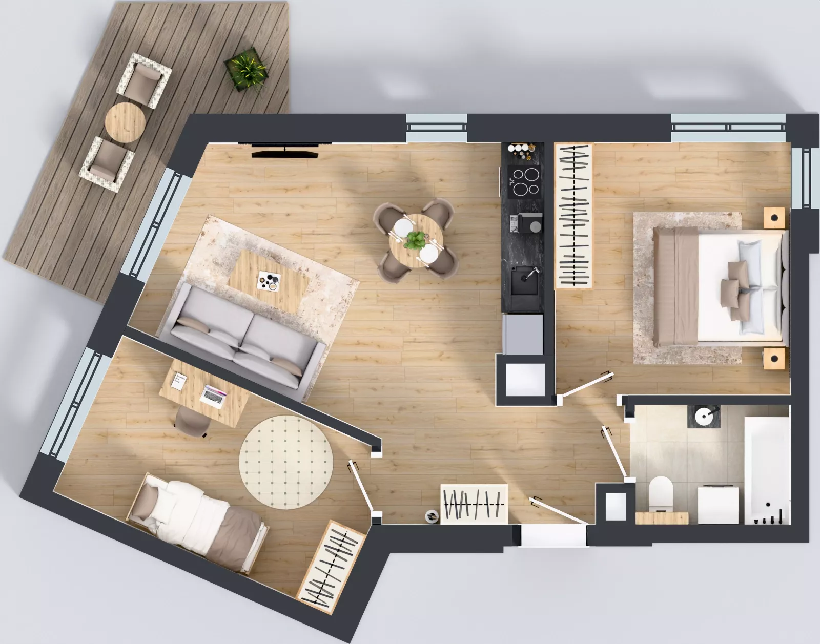 3 pokoje, mieszkanie 55,87 m², piętro 2, oferta nr A15, Kapelanka – Pychowicka - Budynek AB, Kraków, Dębniki, Zakrzówek, ul. Pychowicka 3 / 3A