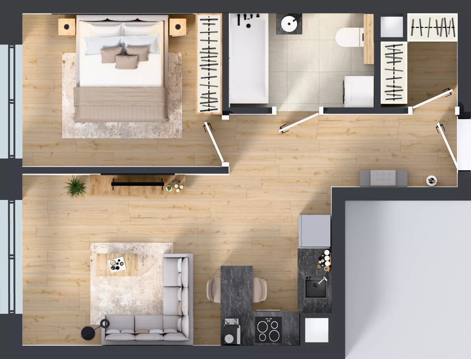 2 pokoje, mieszkanie 42,21 m², parter, oferta nr 3, Badurskiego 7, Kraków, Podgórze Duchackie, Piaski Wielkie, ul. Badurskiego 7