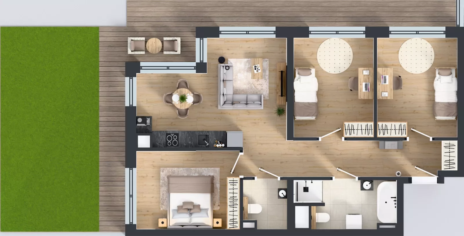 4 pokoje, mieszkanie 76,05 m², parter, oferta nr 6, Badurskiego 7, Kraków, Podgórze Duchackie, Piaski Wielkie, ul. Badurskiego 7
