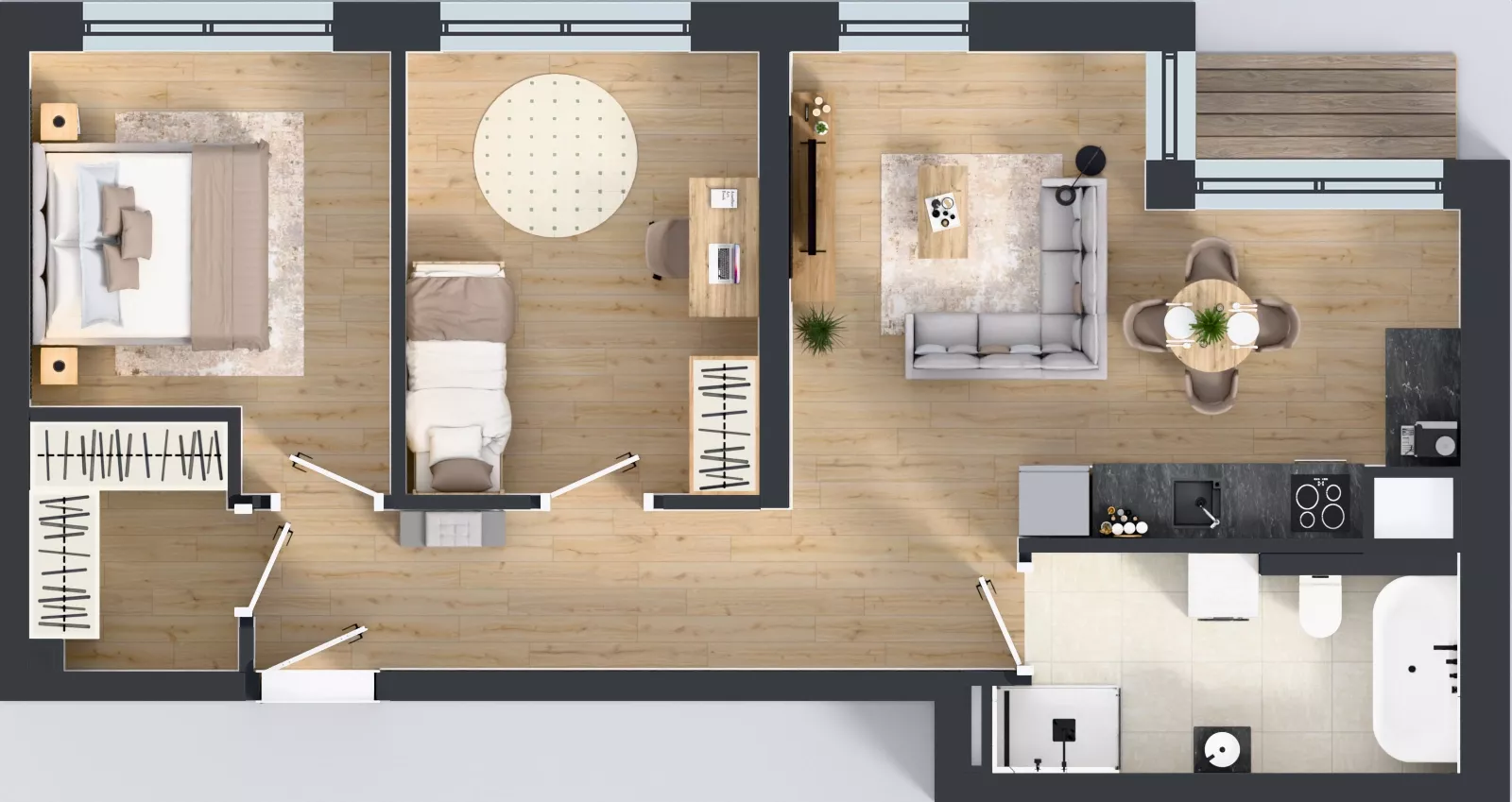 3 pokoje, mieszkanie 61,53 m², piętro 1, oferta nr 7, Badurskiego 7, Kraków, Podgórze Duchackie, Piaski Wielkie, ul. Badurskiego 7