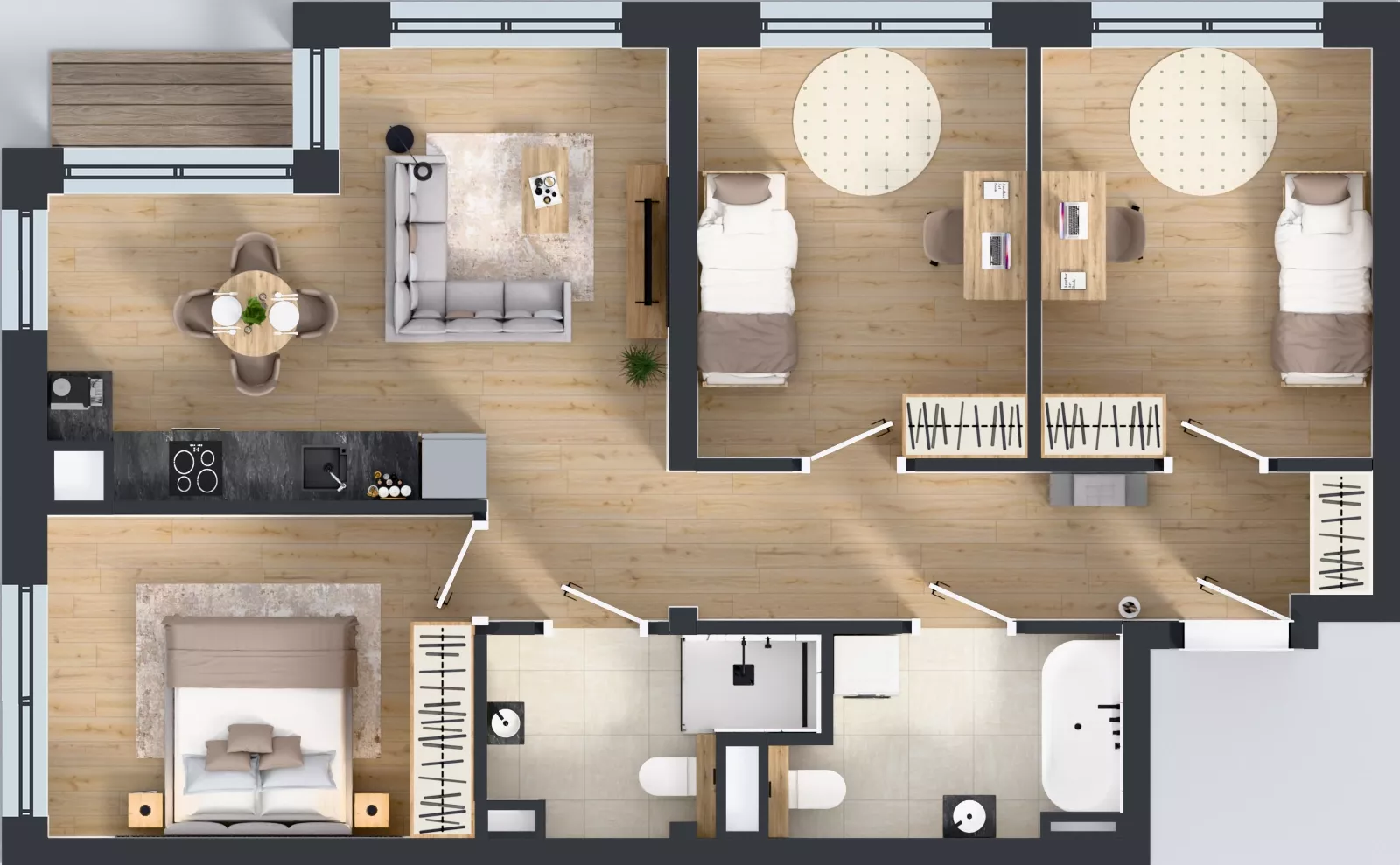 4 pokoje, mieszkanie 76,08 m², piętro 1, oferta nr 12, Badurskiego 7, Kraków, Podgórze Duchackie, Piaski Wielkie, ul. Badurskiego 7