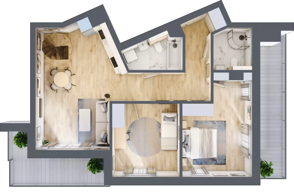 3 pokoje, mieszkanie 74,90 m², piętro 6, oferta nr A47, Kapelanka – Pychowicka - Budynek AB, Kraków, Dębniki, Zakrzówek, ul. Pychowicka 3 / 3A