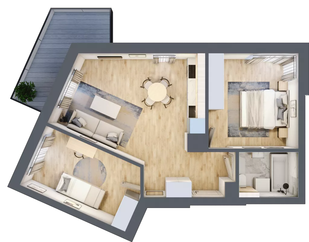 3 pokoje, mieszkanie 55,65 m², piętro 2, oferta nr A15, Kapelanka – Pychowicka - Budynek AB, Kraków, Dębniki, Zakrzówek, ul. Pychowicka 3 / 3A