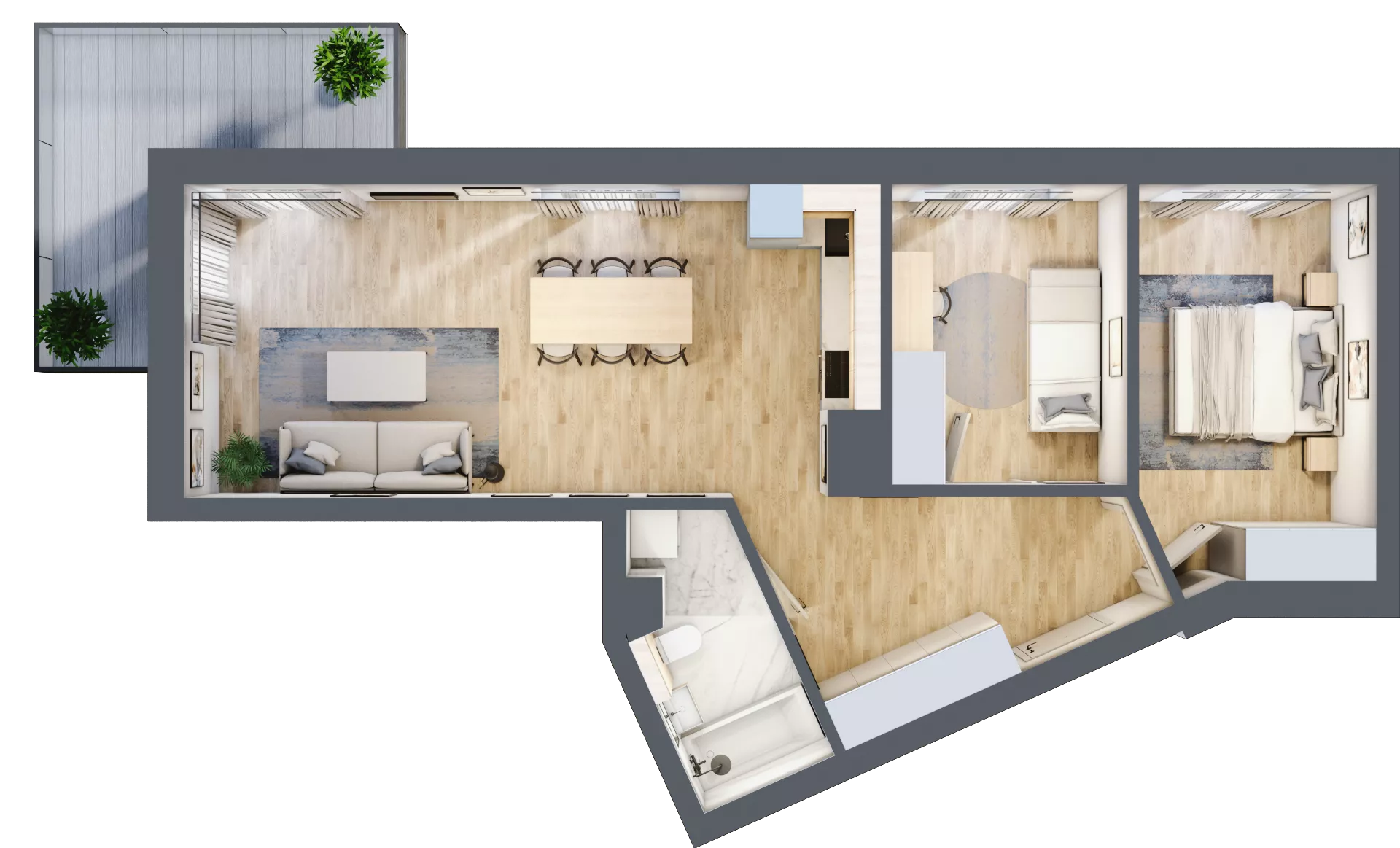 3 pokoje, mieszkanie 63,33 m², piętro 2, oferta nr A22, Kapelanka – Pychowicka - Budynek AB, Kraków, Dębniki, Zakrzówek, ul. Pychowicka 3 / 3A