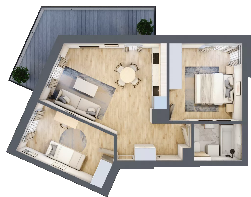 3 pokoje, mieszkanie 55,65 m², piętro 5, oferta nr A39, Kapelanka – Pychowicka - Budynek AB, Kraków, Dębniki, Zakrzówek, ul. Pychowicka 3 / 3A