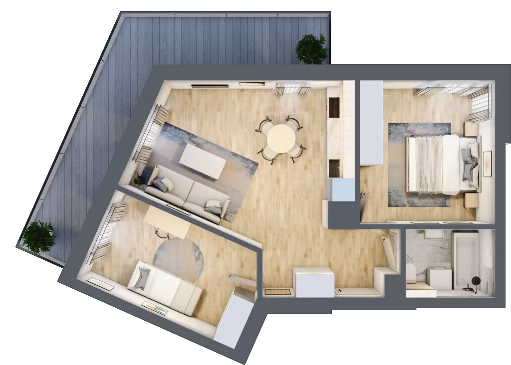 3 pokoje, mieszkanie 55,65 m², piętro 4, oferta nr A31, Kapelanka – Pychowicka - Budynek AB, Kraków, Dębniki, Zakrzówek, ul. Pychowicka 3 / 3A